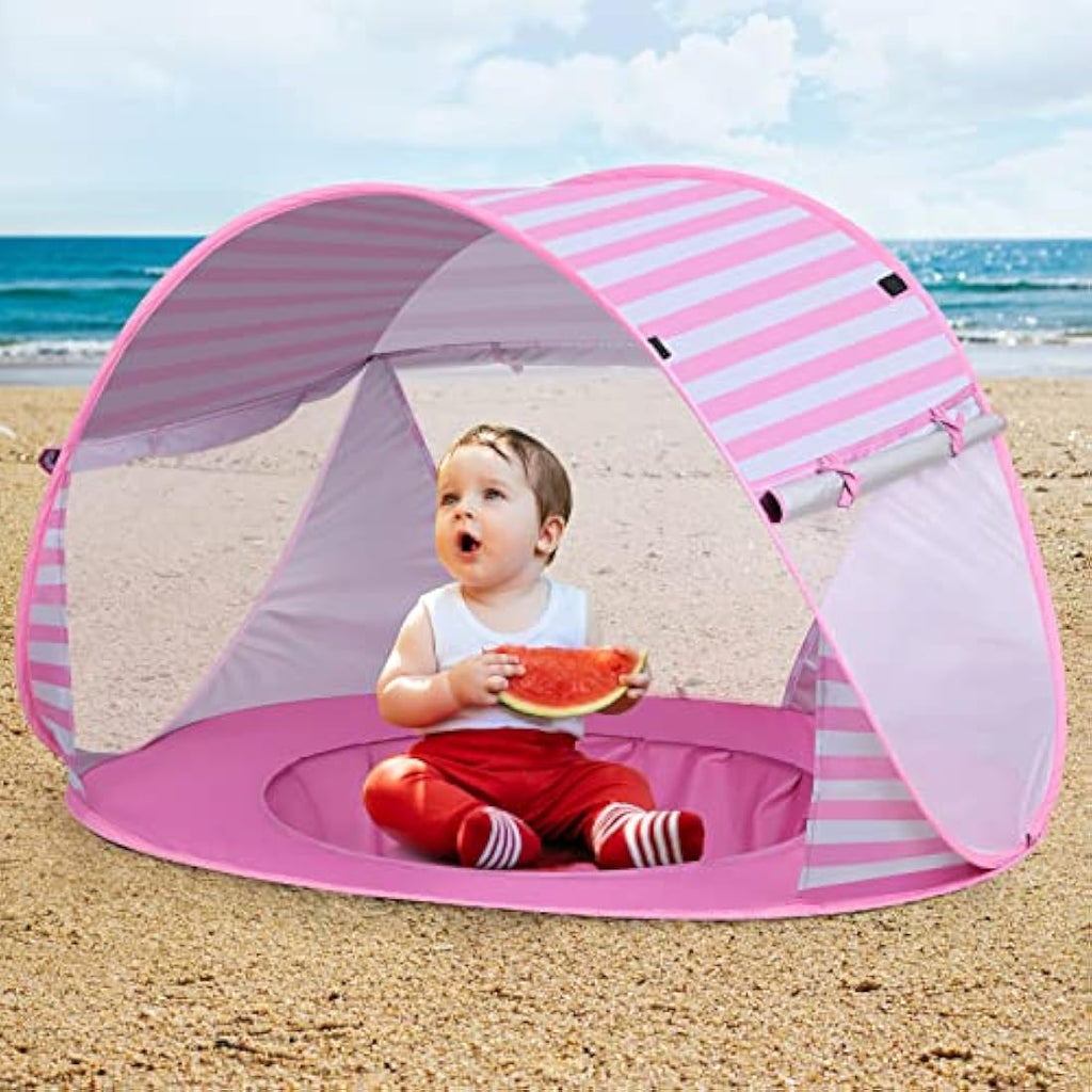 Baby Beach Tent – Pop Up Sun Shelter with Mini Pool, Pink