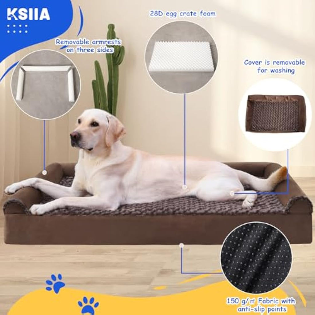 Jolof Store XL Orthopedic Dog Bed – Waterproof Washable Sofa, Brown