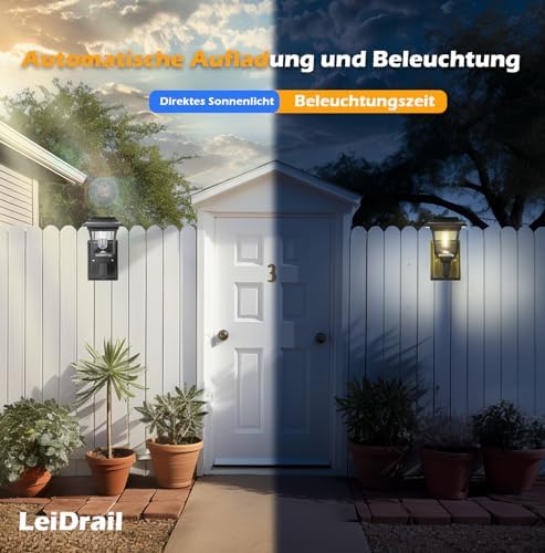 LeiDrail Solar Fence Lights – 4 Pack Waterproof Edison Bulb Outdoor Wall Decor