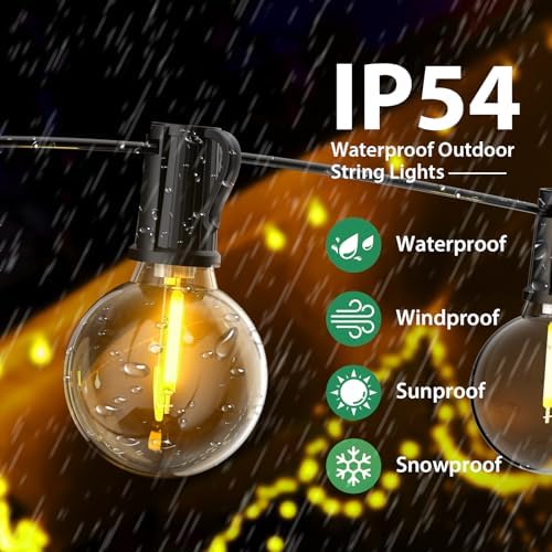 FIFlying 158FT Outdoor String Lights | 72 Shatterproof G40 LED Bulbs