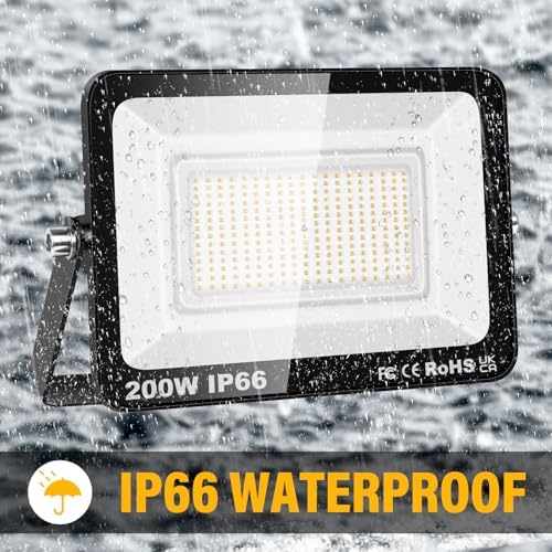 RIGIDON 200W LED Outdoor Flood Light | 20000LM IP66 Waterproof Security Lamp