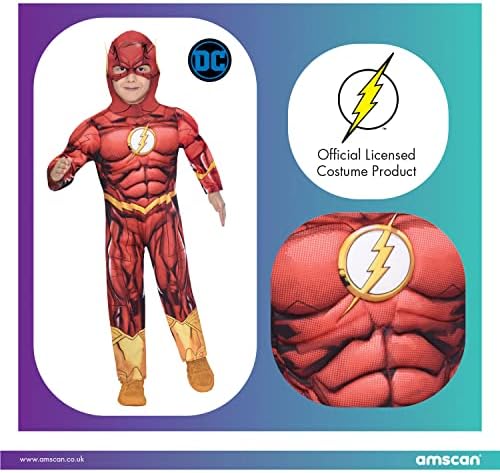 Amscan Kids The Flash Costume - Padded Jumpsuit with Mask | DC Hero