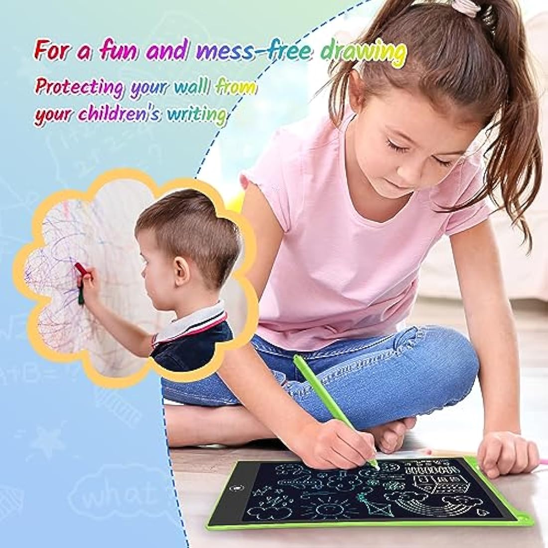 TECJOE 10 Inch LCD Writing Tablet 2-Pack | Colorful Doodle Board for Kids