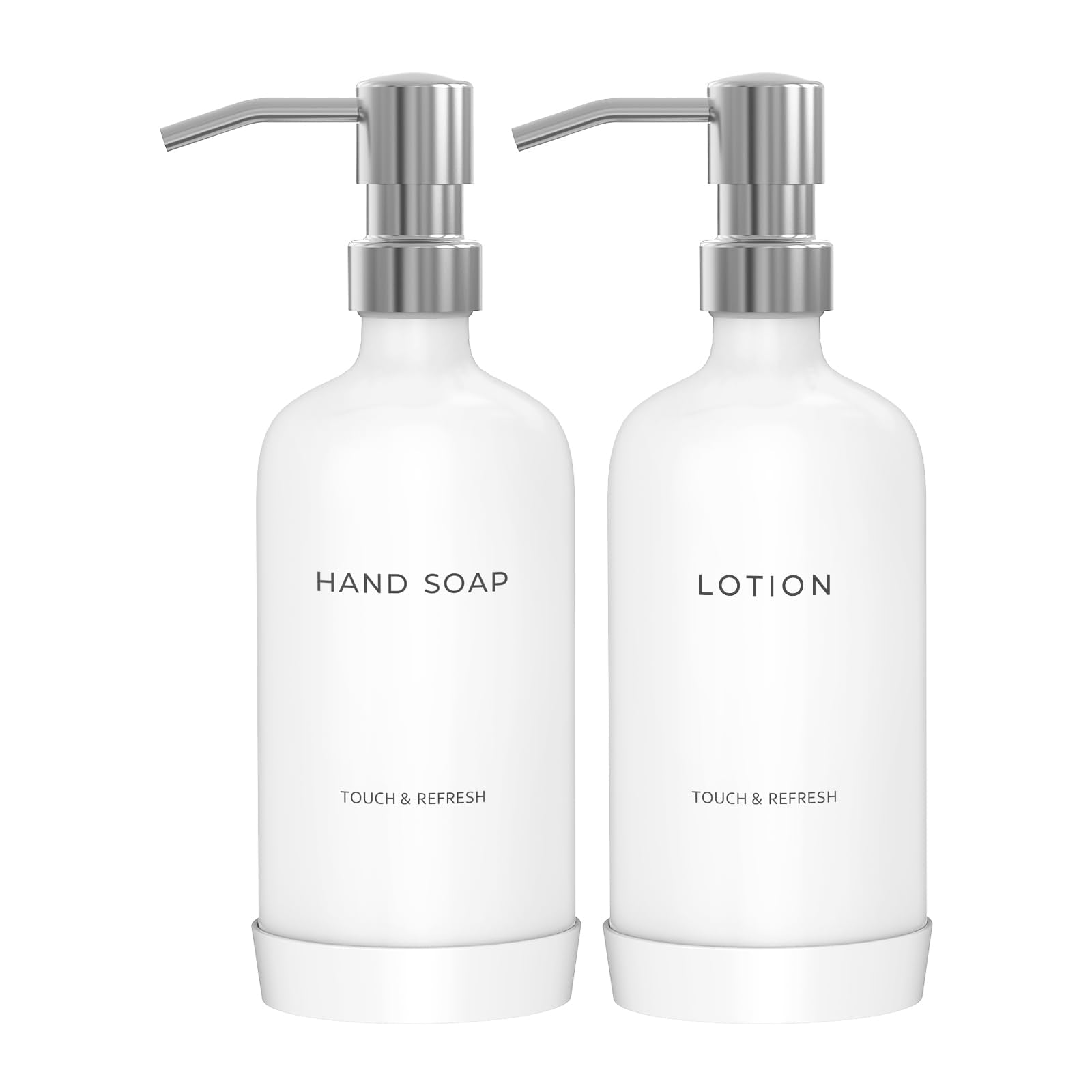 Jolof Store Soap and Lotion Dispenser Set with Non-Slip Base – Silver