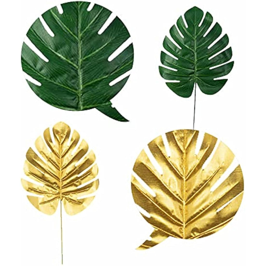 Jolof Store 20 Pcs Artificial Monstera Palm Leaves with Stems for Decor