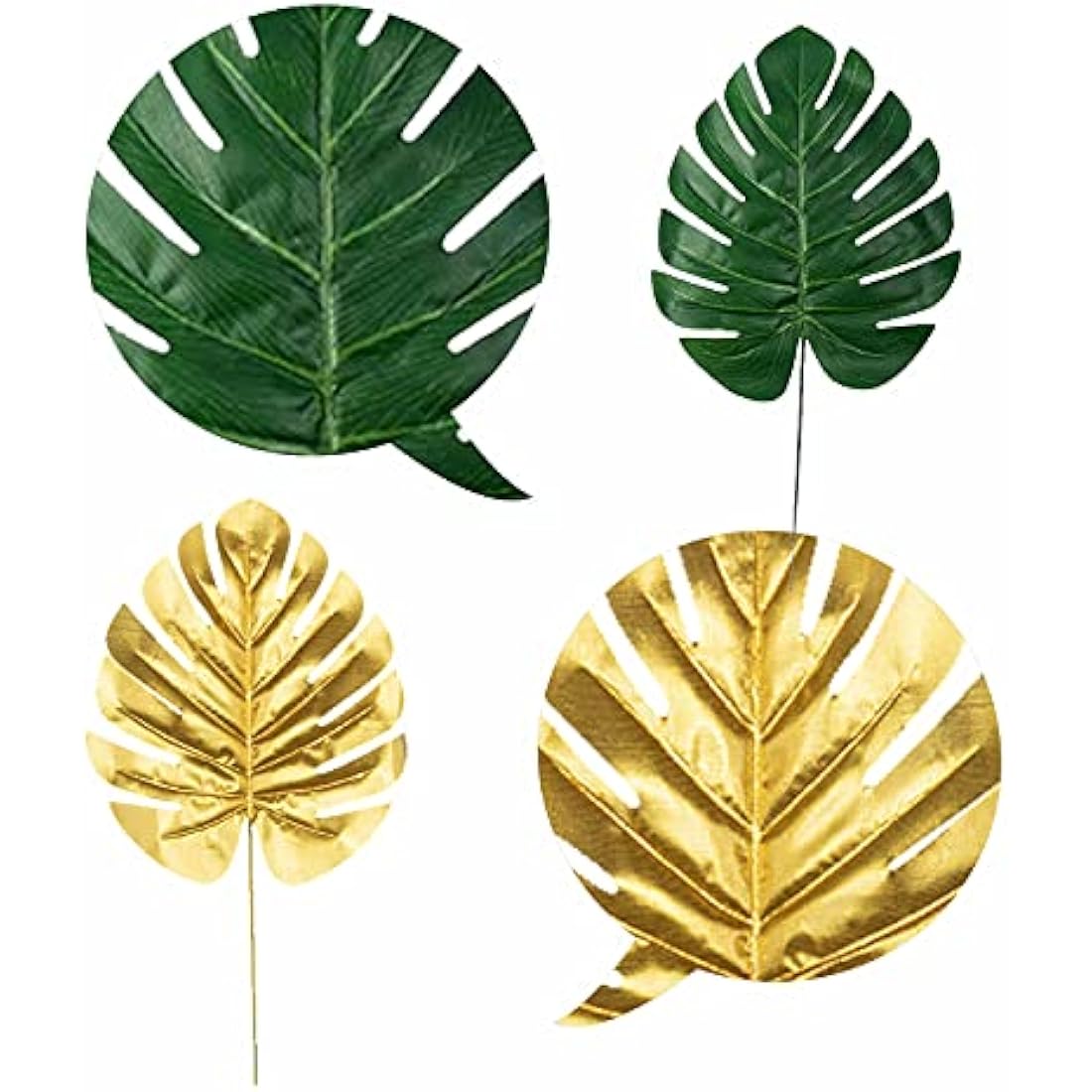 Jolof Store 20 Pcs Artificial Monstera Palm Leaves with Stems for Decor