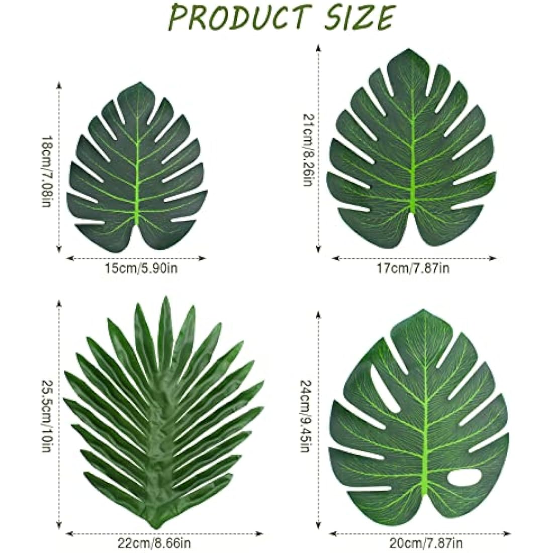 Bubuyun 48Pcs Artificial Tropical Monstera Palm Leaves for Jungle Party Decor