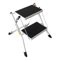 Requisite Needs 2 Step Ladder – Foldable Heavy Duty Steel Stool, Black