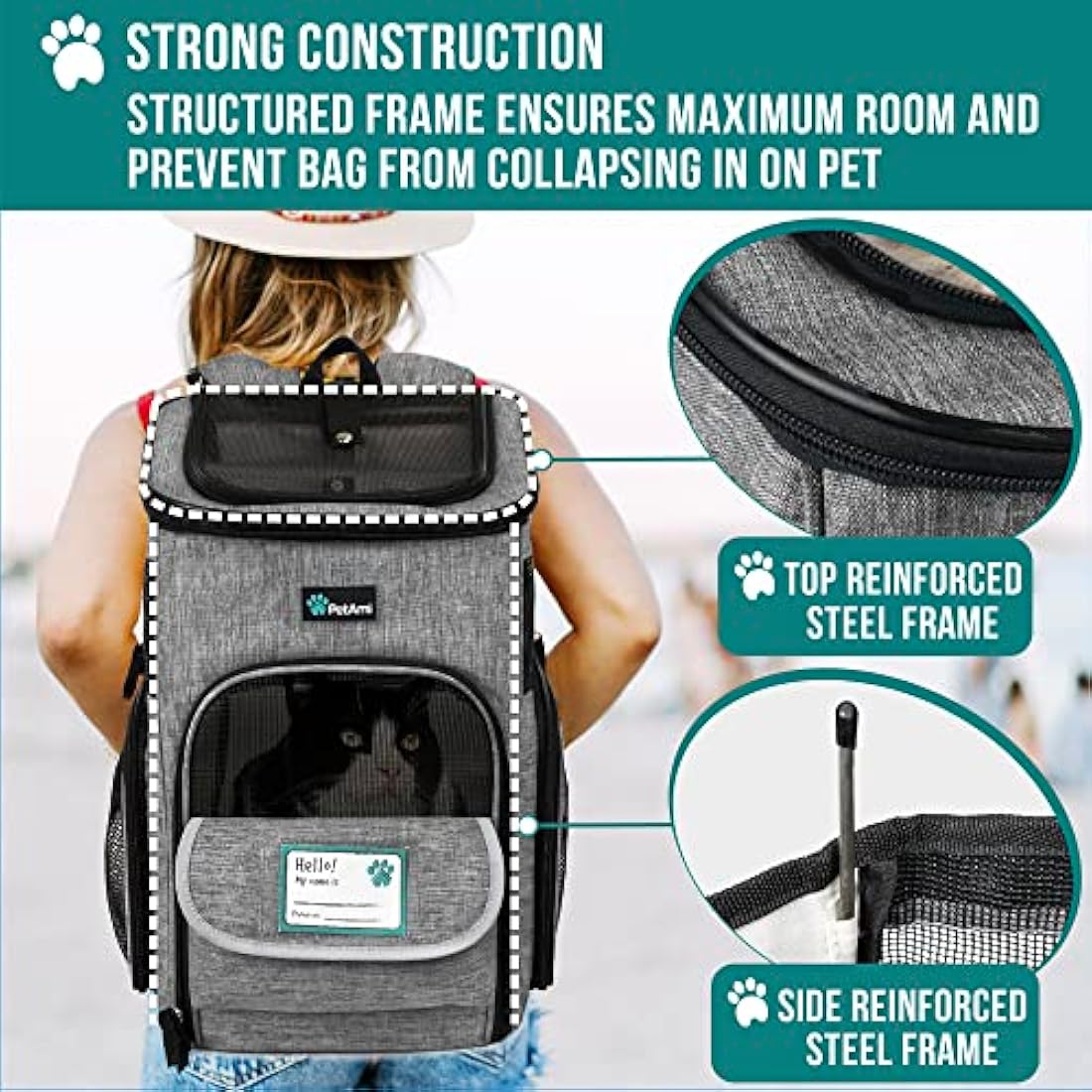 PetAmi Pet Carrier Backpack - Airline Approved Ventilated Cat & Dog Bag