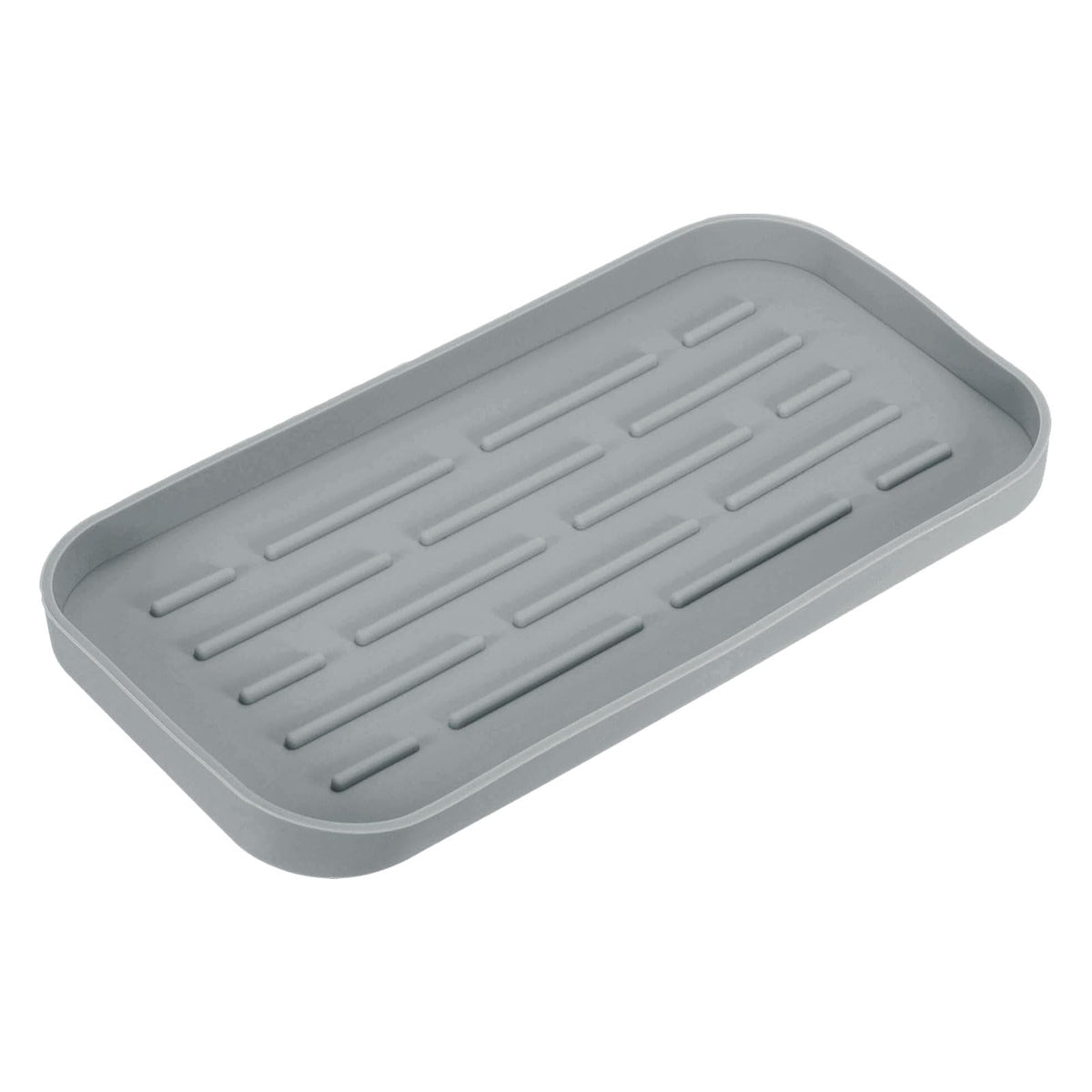 sourcing map Silicone Kitchen Sink Organizer Tray, Silicone Soap Dispenser Tray SoapGrey