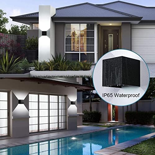 CANMEIJIA LED Outdoor Wall Lights | 12W IP65 Waterproof Black Sconce 4-Pack