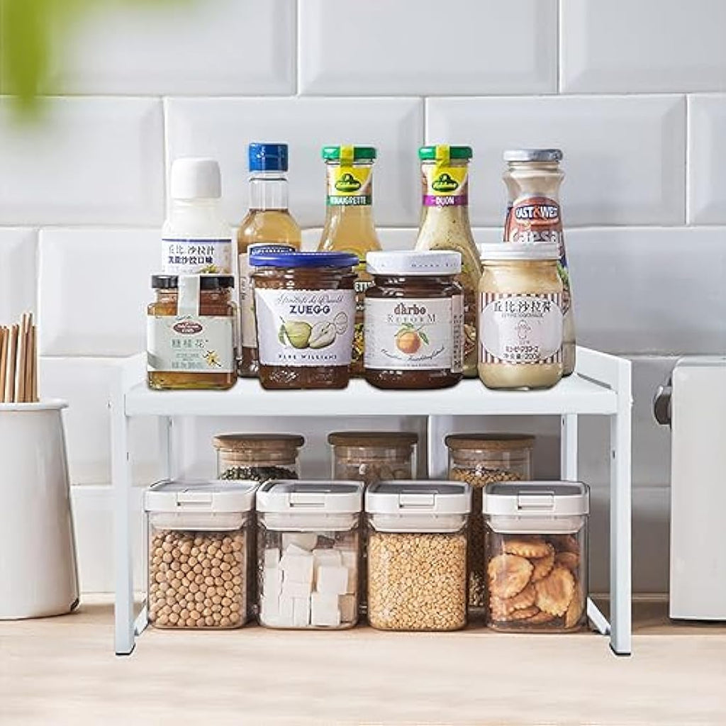 Goodsnetic Expandable Kitchen Cabinet Shelf – Heavy Duty Metal Organizer