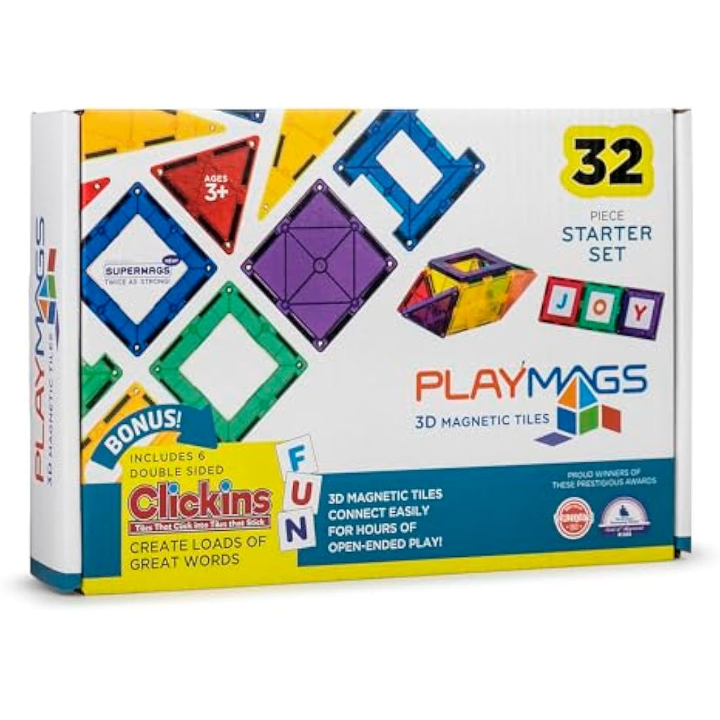 Playmags 38-Piece Magnetic Building Tiles Set – Educational STEM Toys