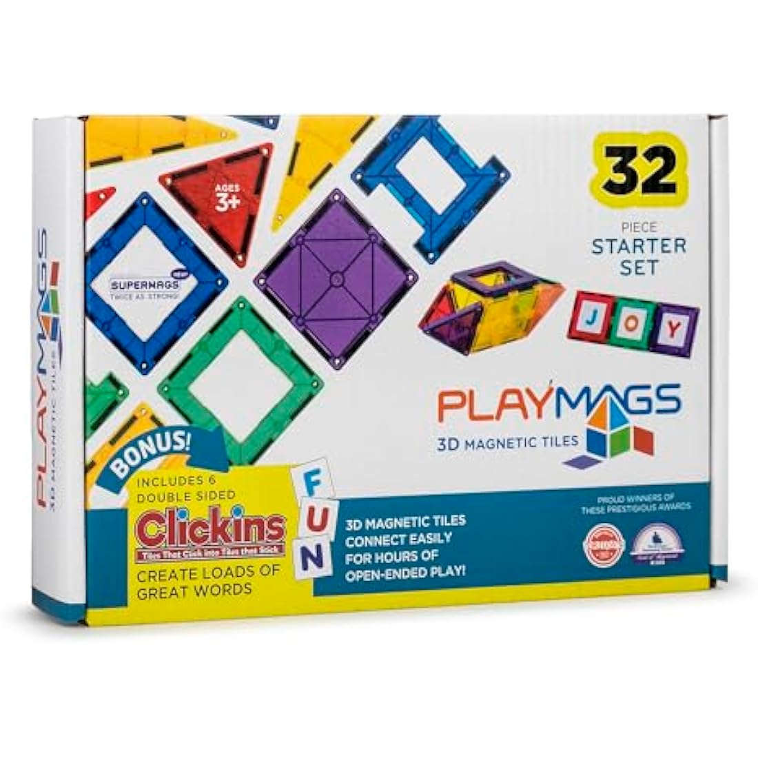 Playmags 38-Piece Magnetic Building Tiles Set – Educational STEM Toys