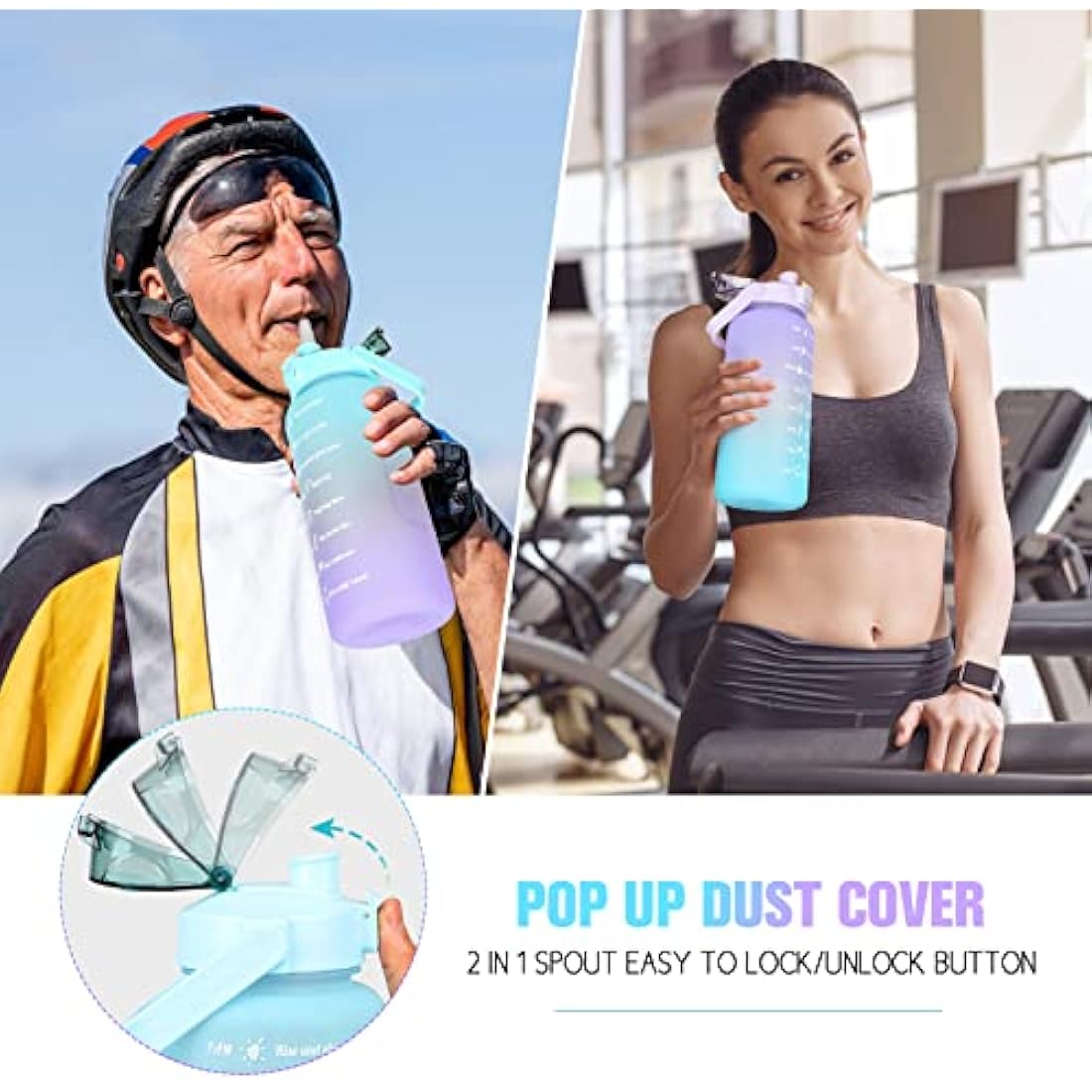 Jolof Store 2L Motivational Water Bottle | BPA Free Leakproof Sport Jug