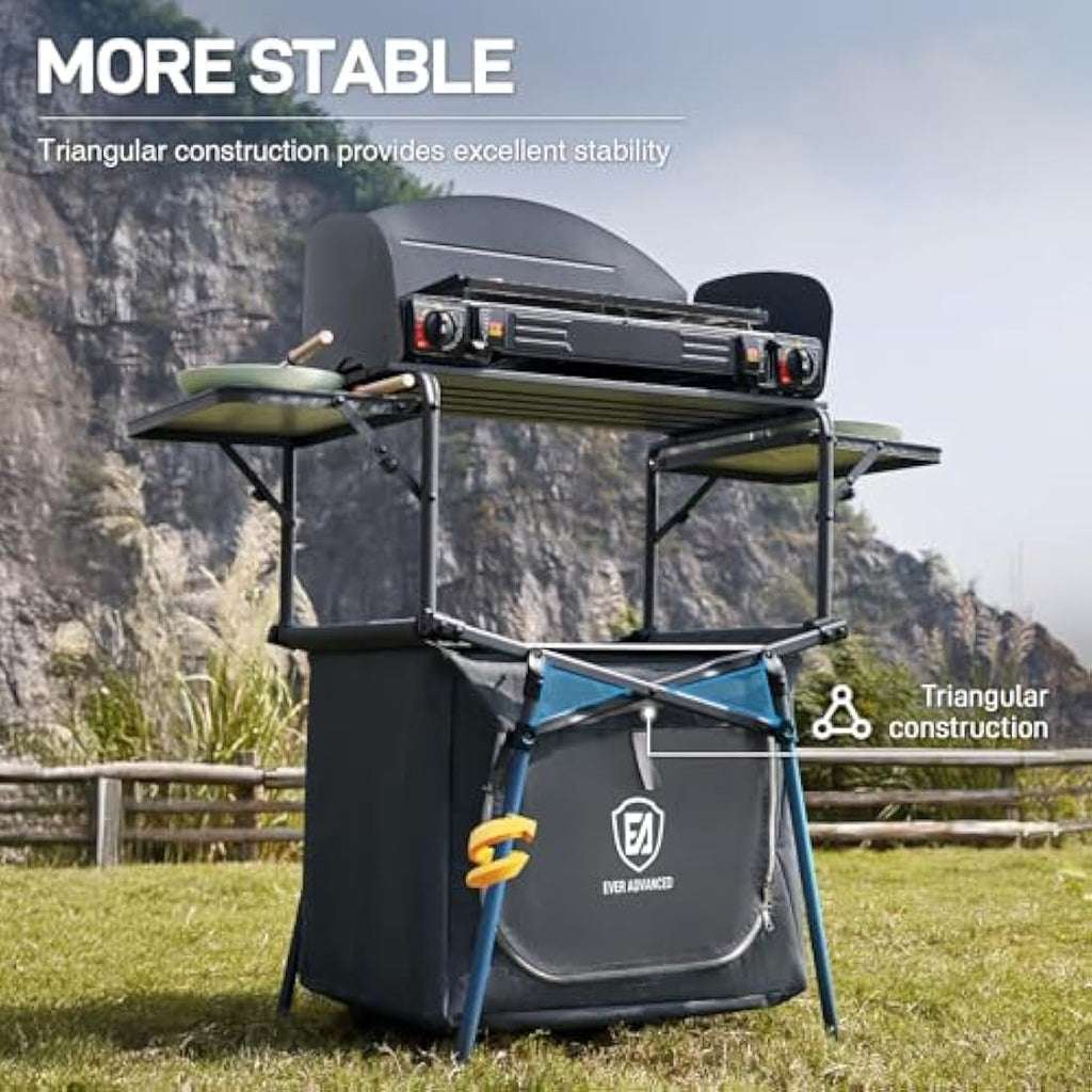 Ever Advanced Folding Camping Kitchen Table with Windscreen and Storage