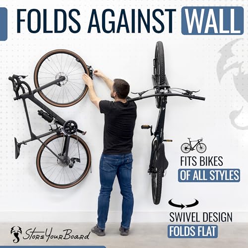 StoreYourBoard Swivel Bike Wall Rack | Heavy-Duty Steel Garage Hanger