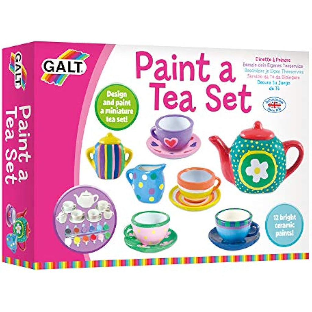 Galt Paint a Tea Set – 11 Piece Ceramic Kids Arts and Crafts Kit