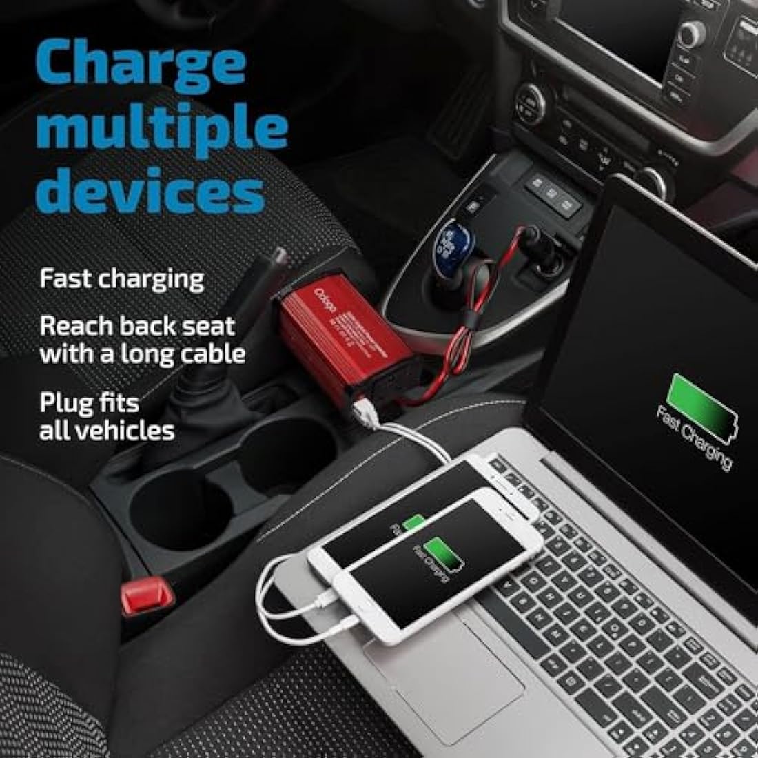 Odoga 300W Car Power Inverter | 12V to 240V Converter with USB-C & USB-A