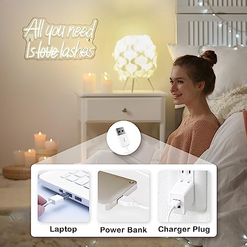 Looklight All You Need is Lashes Neon Sign | Warm White LED Wall Decor