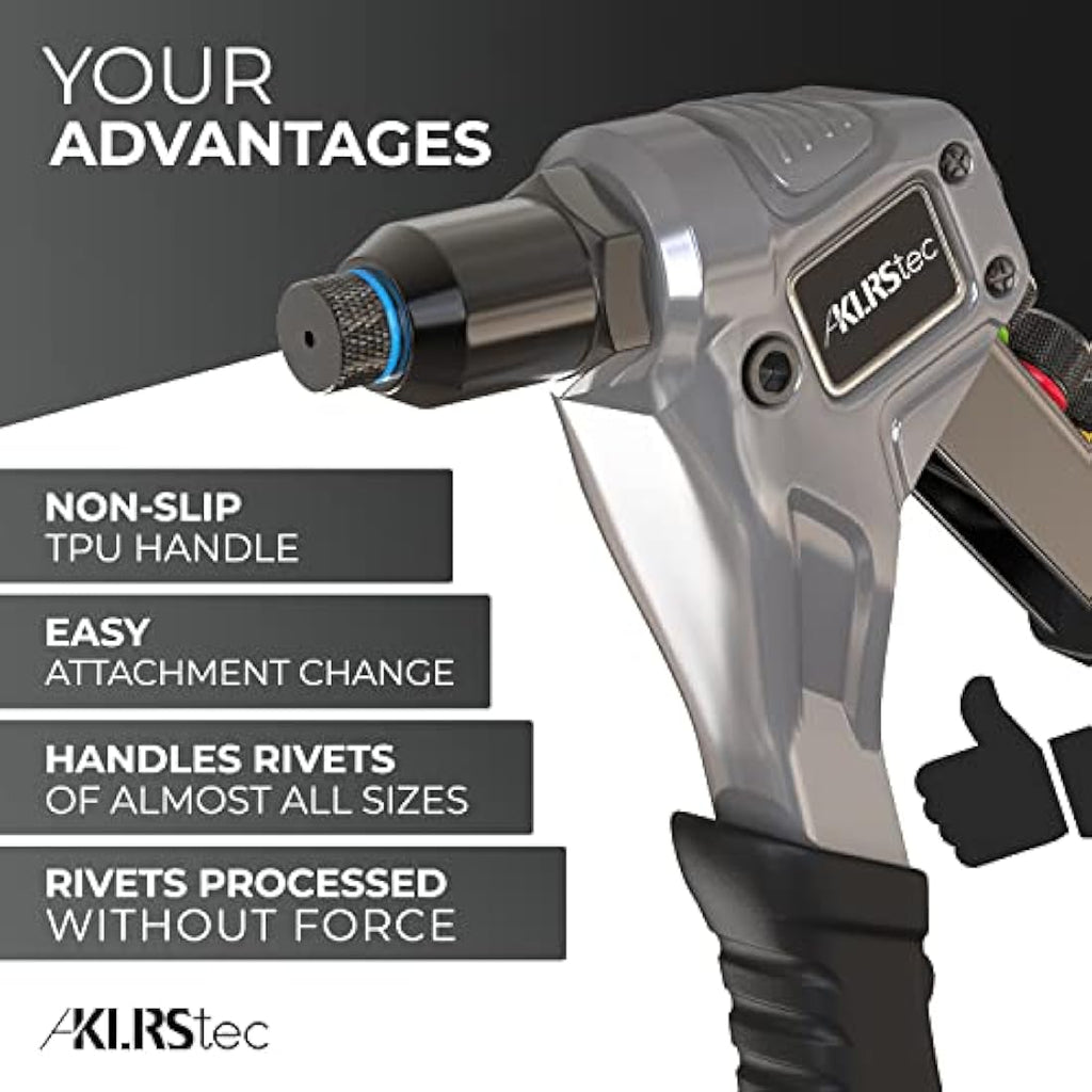 KLRStec Professional Rivet Gun Kit - Heavy Duty Hand Riveter with 120 Rivets