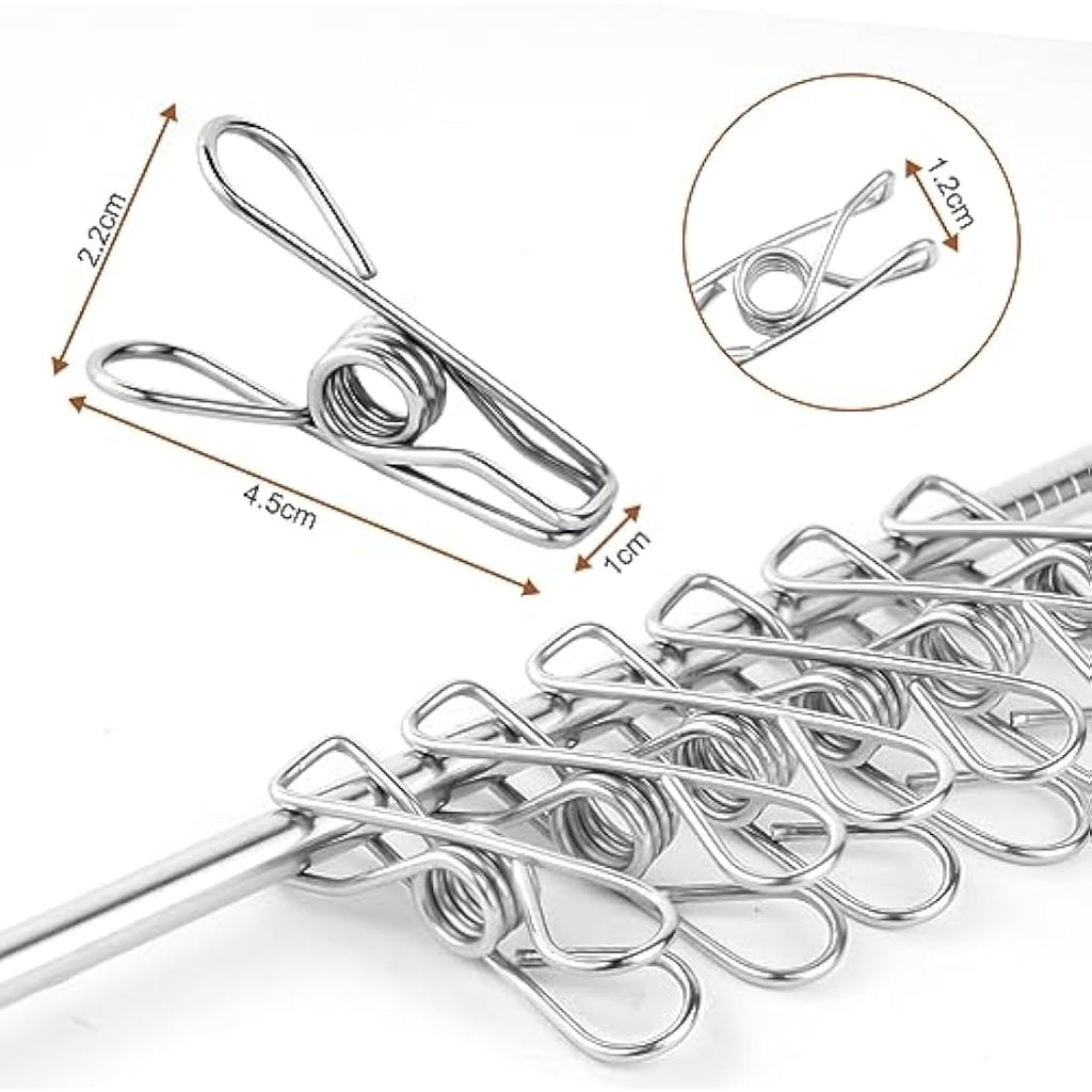 Stainless Steel Clothes Pegs – 100 Pcs Strong Metal Clips