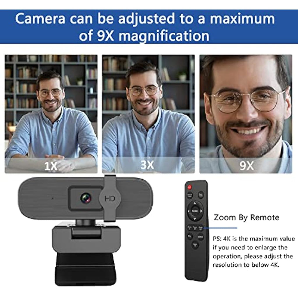 Nolansend 4K Webcam with Remote Control, AI Auto-Zoom and Privacy Cover