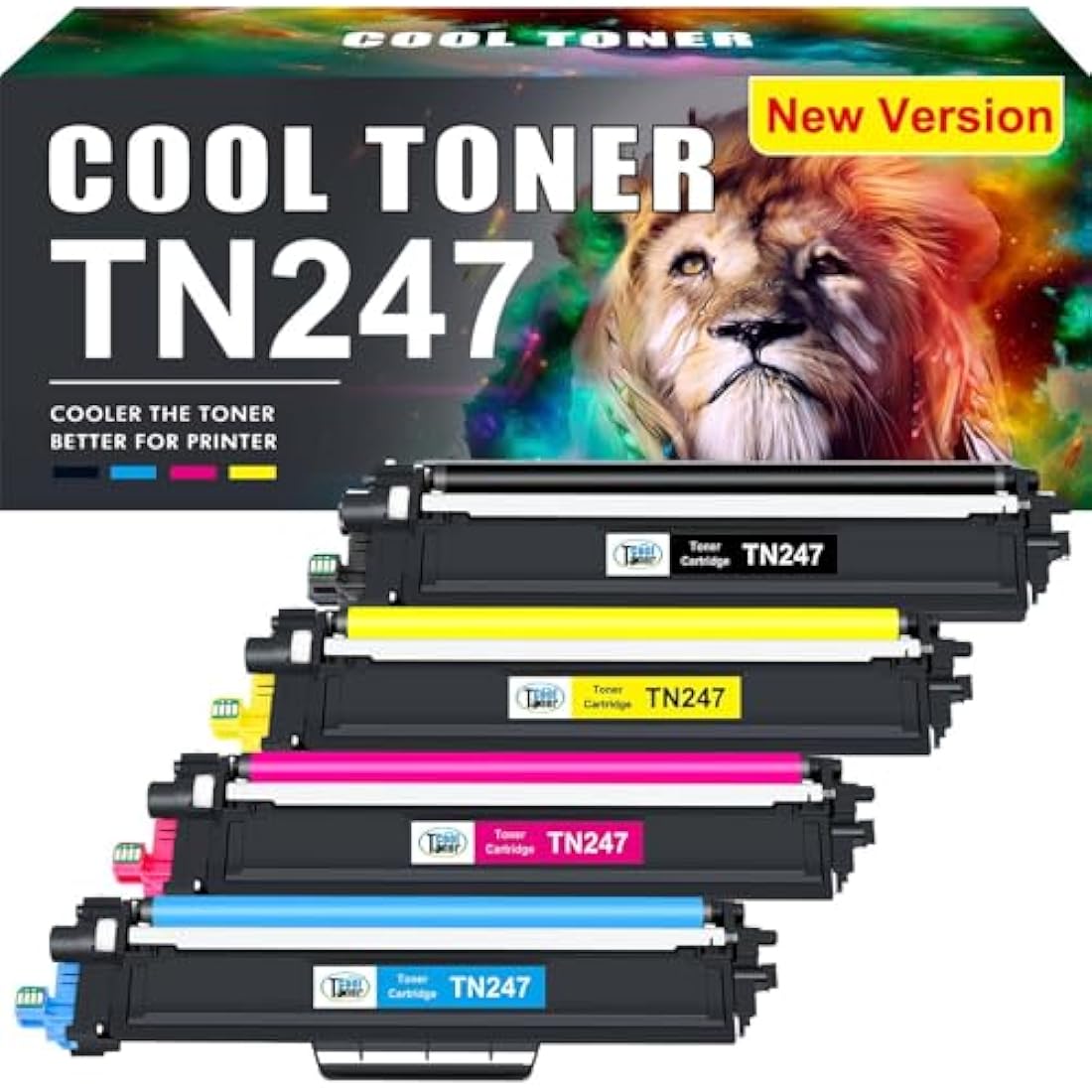 Cool Toner TN247 TN243 Compatible Toner Cartridges for Brother - 4 Pack