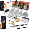 MUJUZE 14-Piece Stainless Steel Griddle Accessories Set with Carrying Case