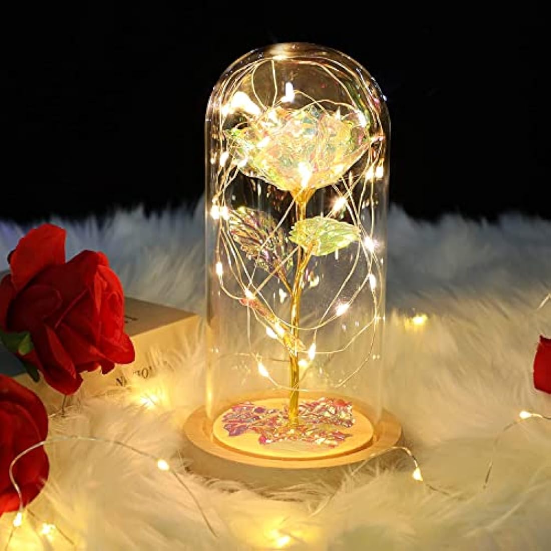 Galaxy Eternal Rose in Glass Dome – LED Artificial Flower Gift