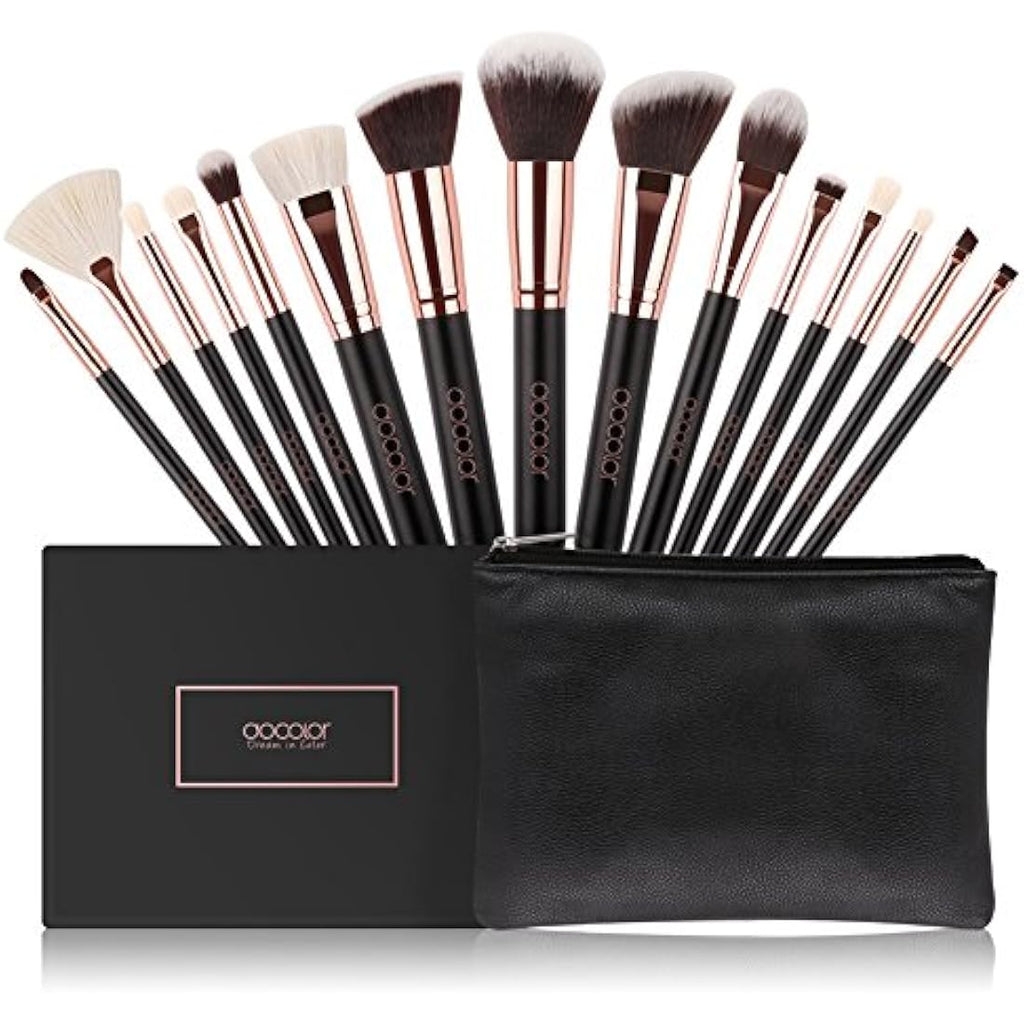 Docolor 15Pcs Professional Makeup Brush Set with Travel Bag – Rose Gold