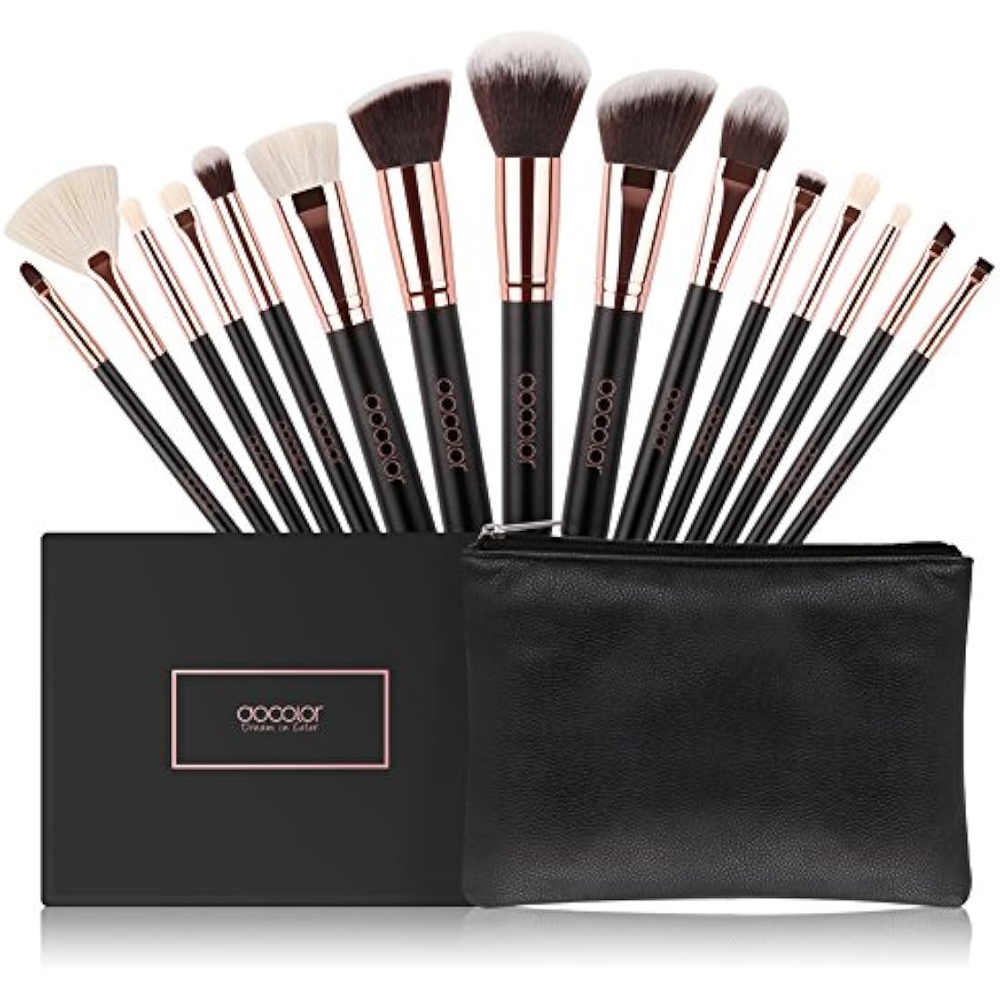 Docolor 15Pcs Professional Makeup Brush Set with Travel Bag – Rose Gold