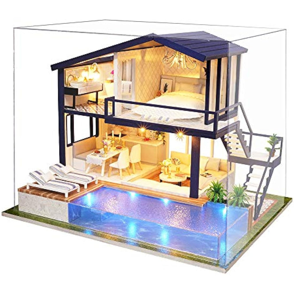 Spilay DIY Miniature Dollhouse Kit: 1:24 Wooden Model with Music Box