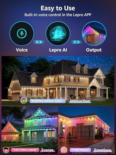 Lepro E1 Permanent Outdoor Lights | 30m Smart AI RGBW Eaves Lighting
