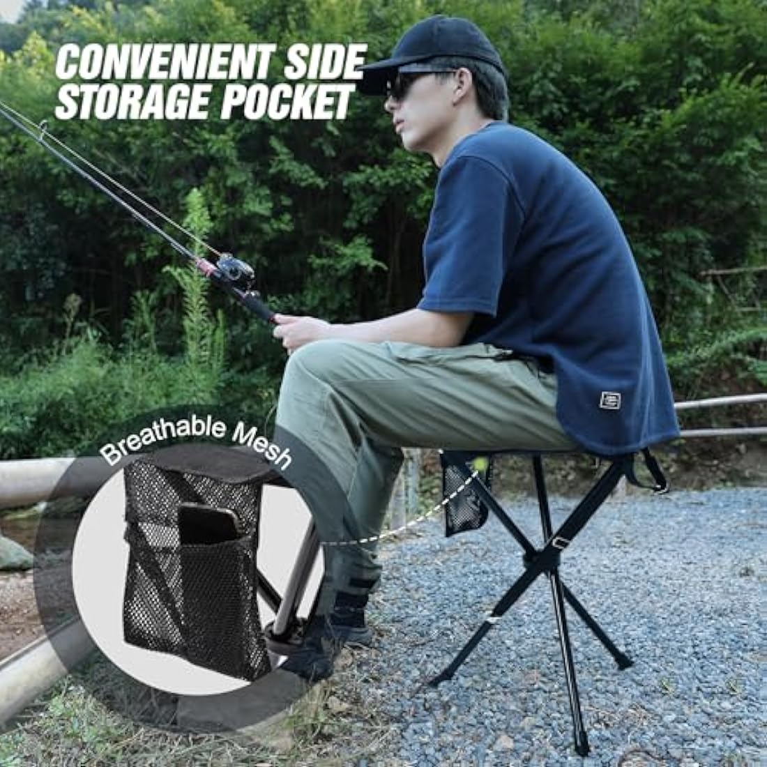 REDCAMP 2 Pack Tall Tripod Stool – 22.4" Folding Portable Camping Chairs
