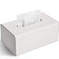 KINGFOM PU Leather Tissue Box Cover – White Rectangular Decorative Holder