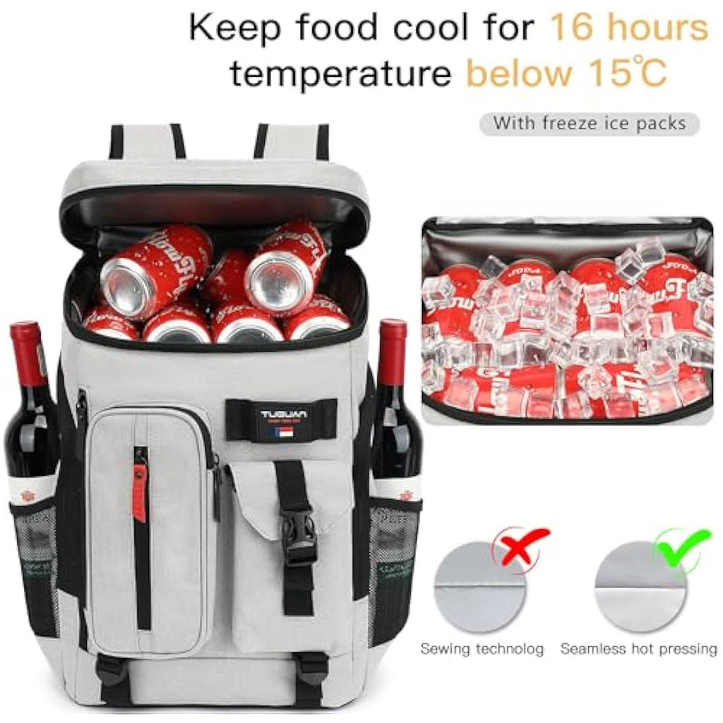 TUGUAN 30L Insulated Cooler Backpack | 36-Can Leak Proof Thermal Rucksack