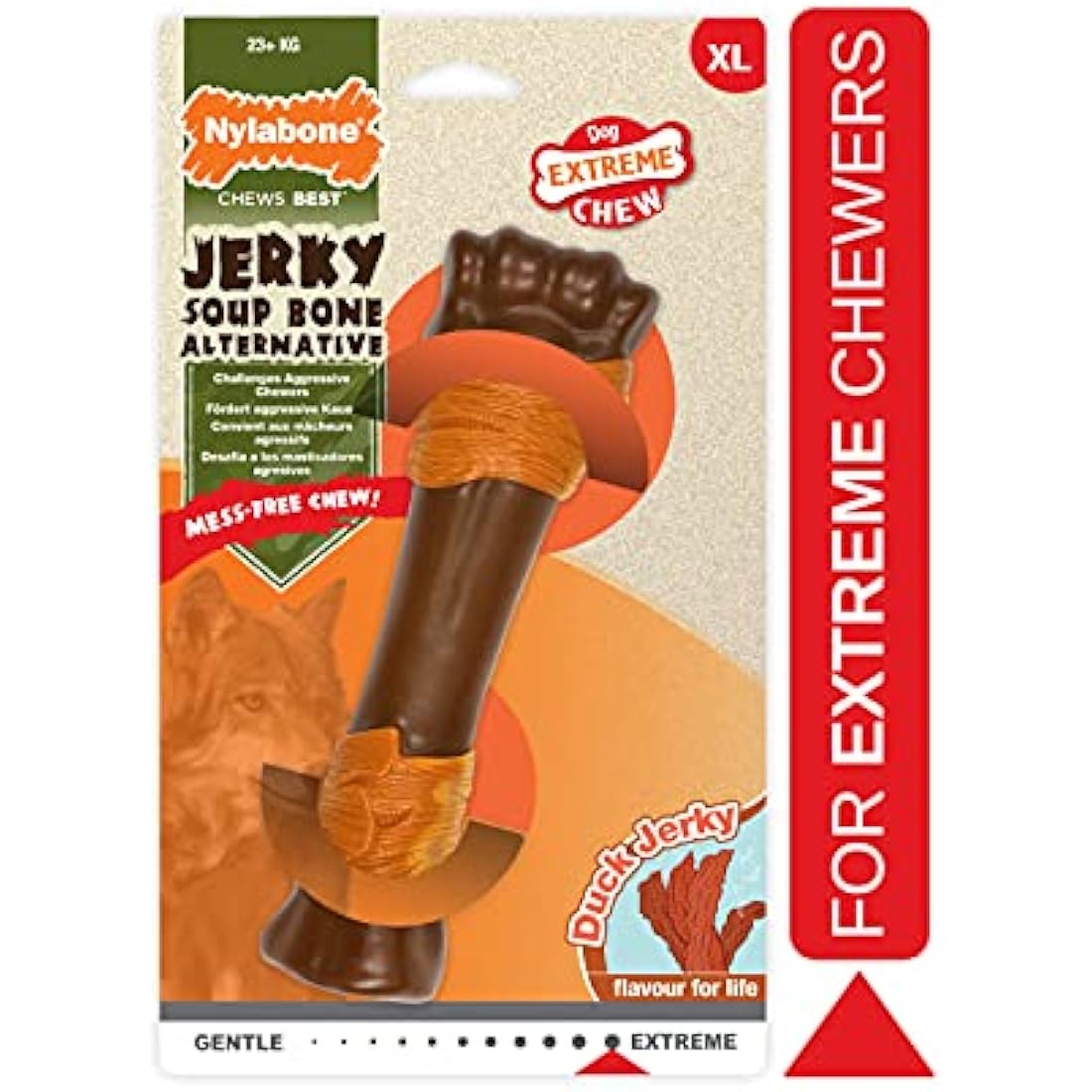 Nylabone Extreme Tough Dog Chew Toy | Duck Jerky | X-Large (Over 23kg)