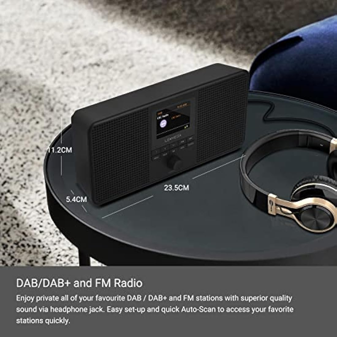 LEMEGA IR4S Portable Internet Radio | Stereo DAB+/FM & Bluetooth - Black