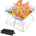 Odoland Portable Camping Fire Pit | Collapsible Stainless Steel BBQ Grill