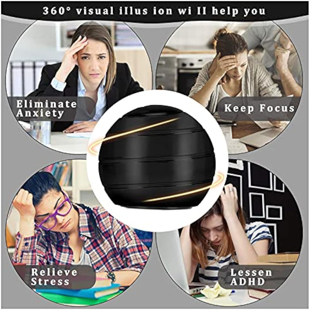 CaLeQi Kinetic Desk Toy – Metal Optical Illusion Rotating Stress Ball