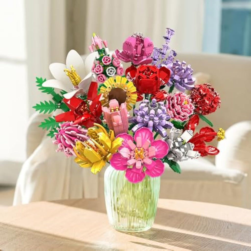 HOGOKIDS Flower Bouquet Building Set – 1464PCS Botanical Collection Gift