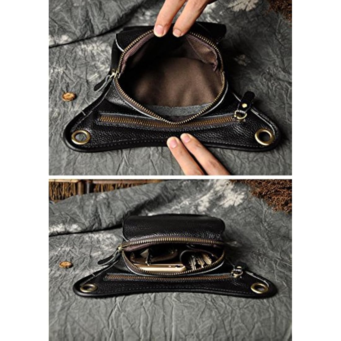 Mens Genuine Leather Motorcycle Drop Leg Bag Waist Pack