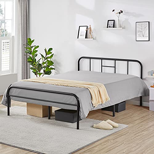 Yaheetech 5ft King Metal Bed Frame with High Headboard and Storage
