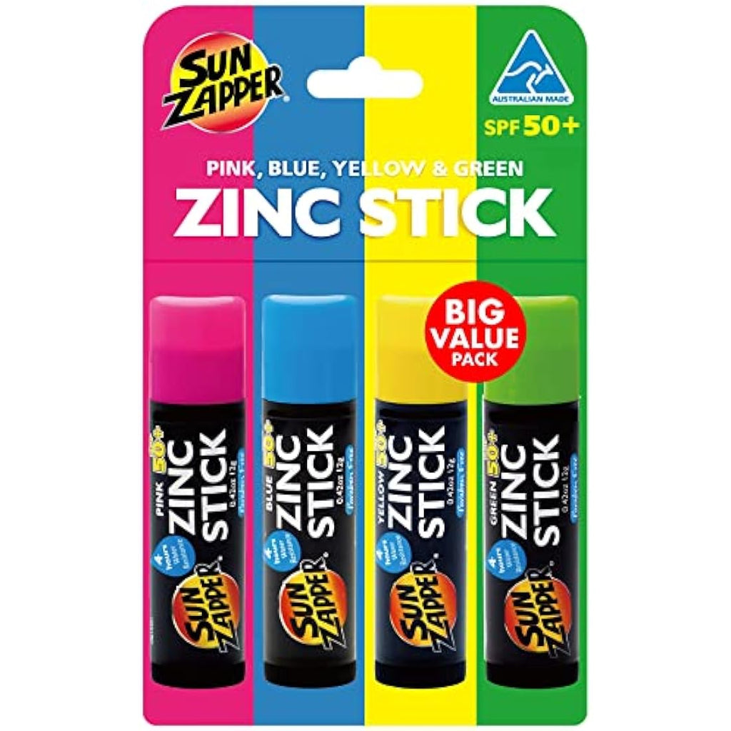 Sun Zapper Zinc Stick 4-Pack | SPF 50+ Coloured Mineral Sunscreen
