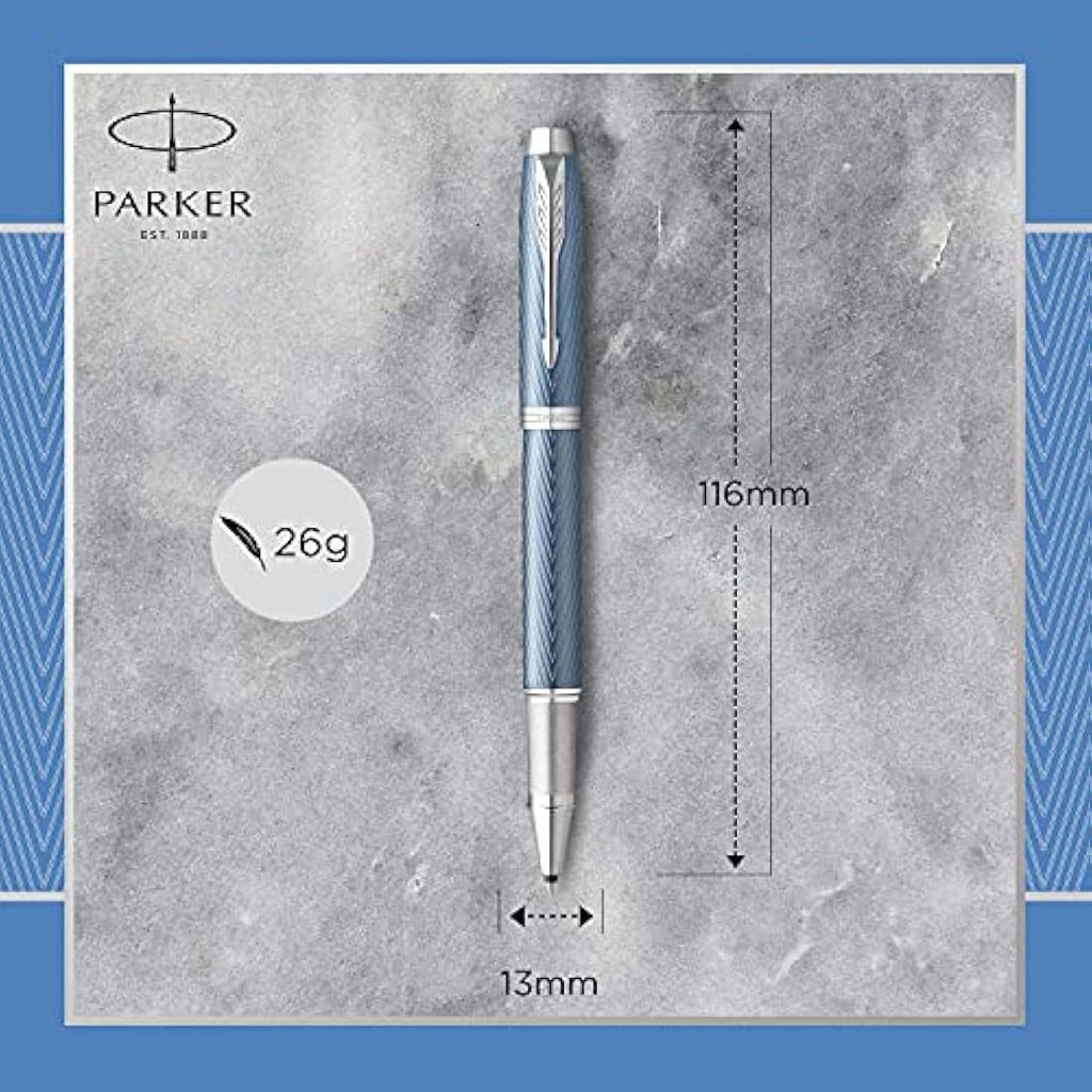 Parker IM Rollerball Pen – Blue Grey with Chrome Trim, Fine Point