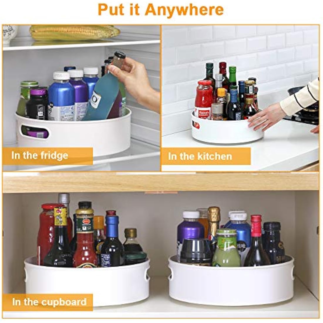 Lazy Susan Turntable Spice Rack – 9" Non-Slip 2-Pack