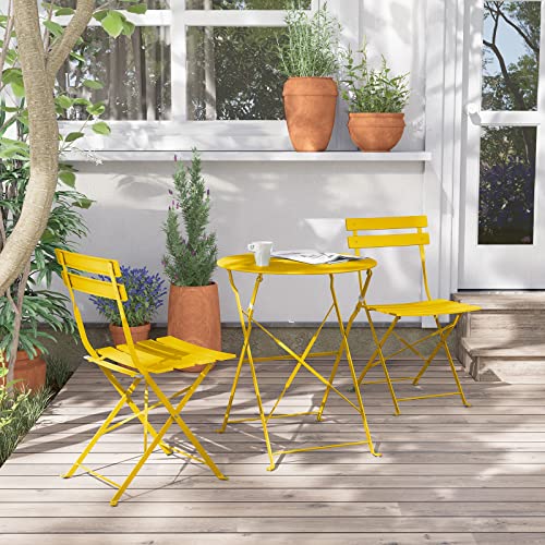 Grand Patio 3-Piece Folding Bistro Set | Weather Resistant Steel - Yellow