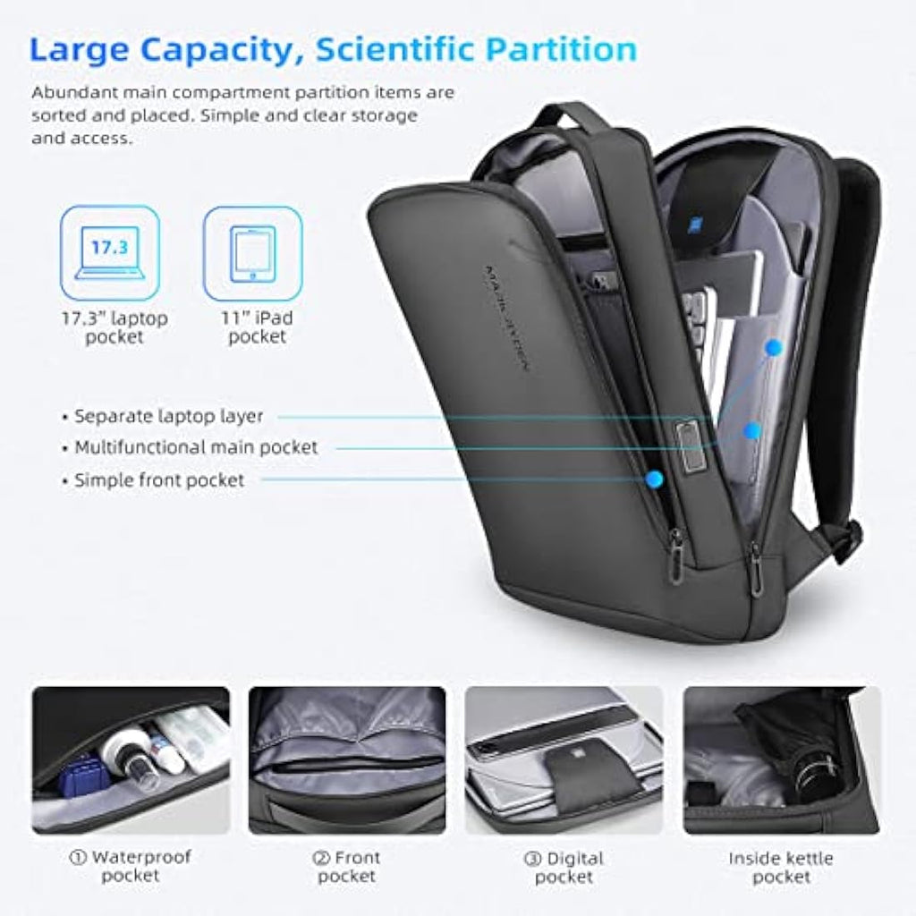 Mark Ryden Slim Hard Shell Laptop Backpack | 17.3 Inch Waterproof Business Bag