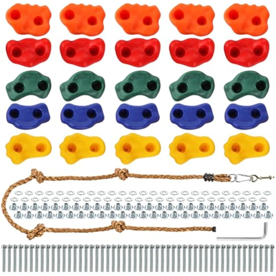 ZENFUN 25 Pack Rock Climbing Holds with Rope for Indoor & Outdoor Wall
